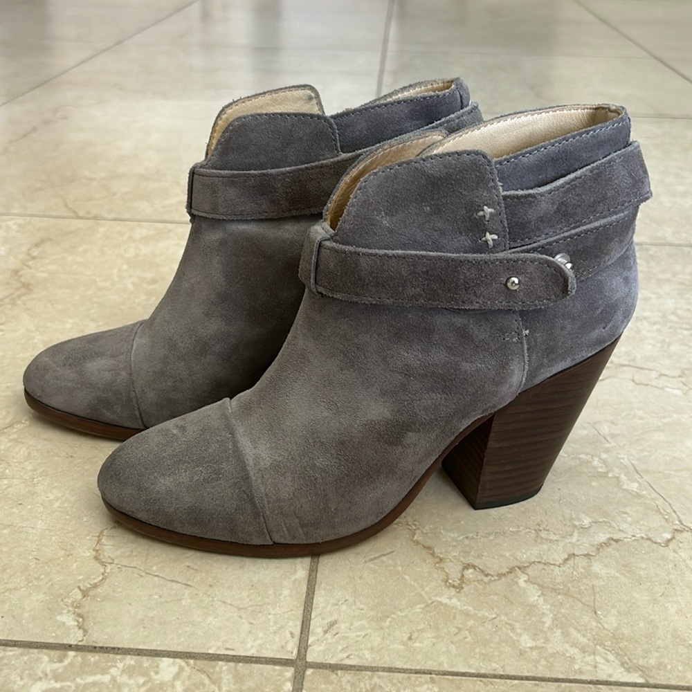 Rag & Bone Harlow Boots 37 Gray Suede Ankle Bootie